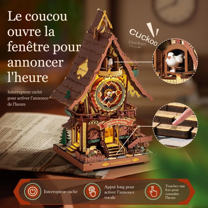 ROKR Cuckoo Clock 3D Wooden Puzzle DIY Model Kit Budding