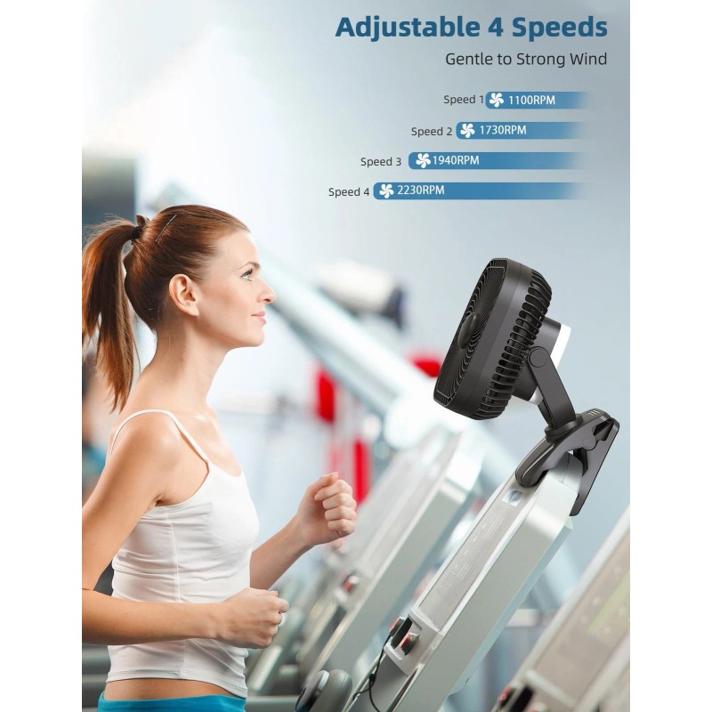 SLENPET 20000mAh Rechargeable Portable Clip on Fan, Last 78 hrs,