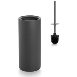Viosuniu - Juego de cepillo para polvo y soporte para inodoro de cerámica mate de pie para baño, inodoro, antiarañazos, resistente al óxido (gris espacial, 1)