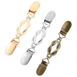 Tyqour Pack of 3 Rhinestone Cardigan Clip Metal Vintage Dresses Pullover Clips Scarf Clips for Women Girls Sweaters Cardigans Shirts Scarves Scarves Gold Silver, Metal