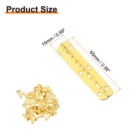 uxcell Metal Piano Hinges 180 Degree Long Folding Hinges with Screws for Wooden Box, Cabinet Closet, 65x15mm Gold, 10 Pcs