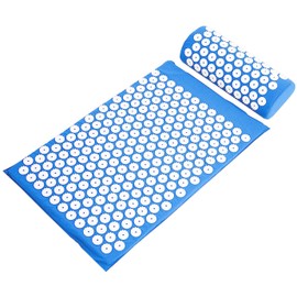 Fitvids Acupressure Mat and Pillow Set for Back/Neck Pain, Acupuncture Products to Relieve Muscle Fatigue, Improve Insomnia for Sedentary People, Acupuncture Eases Stress, Massage Mat, Blue