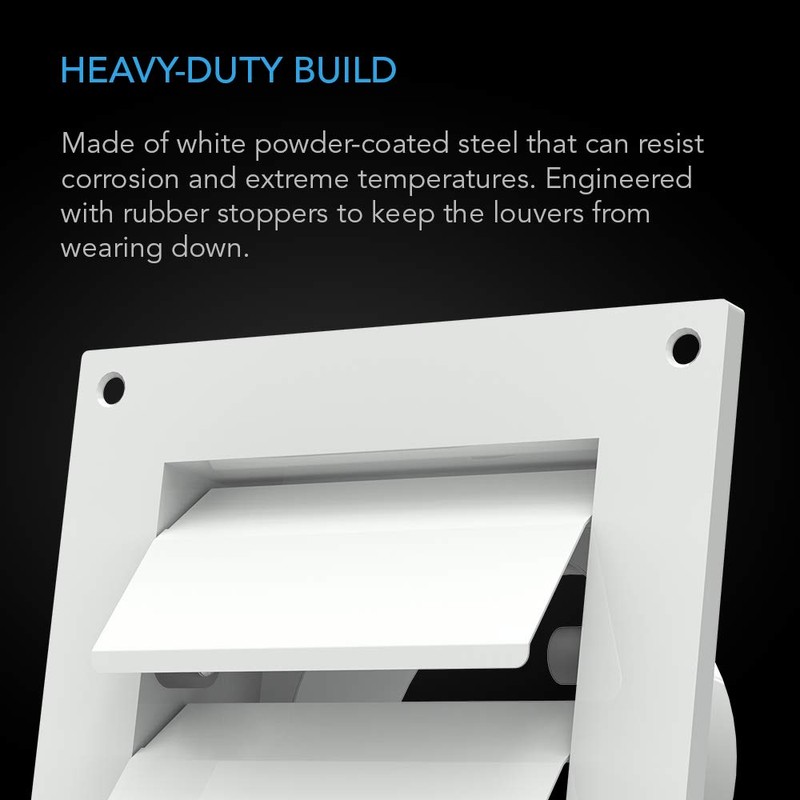 AC Infinity Wall Mount Duct Shutter, 4” Outdoor Louver Gable