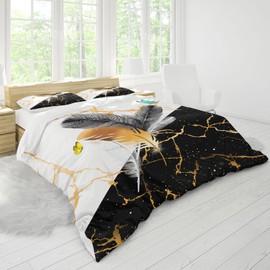 KAIDAARTLH Feather Bed Linen Set 135 x 200 cm, Boho Flowers Bed Linen Dream Catcher for Double Bed, Microfibre 3D Print Soft Comfortable with 2 Pillowcases (A, 135 x 200 cm)