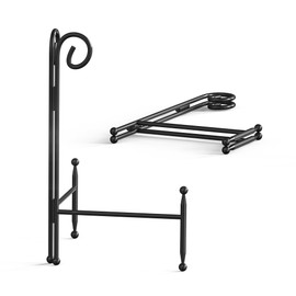 HEMYLU Display Stand for Plate, Foldable Metal Plate Stand for Table, Decorative Easel Holder for Picture Frames, Photos, Wedding Cards, Sign Posters, Cavas, 12-inch Black 2-Pack