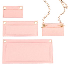 WADORN 3 Styles Purse Felt Insert Organizer, Women Pouchette Wallet Conversion Kit Mini Envelope Bag Liner with Grommets Eyelets Clutch Conversion Insert for YSL Uptown Pouchette, Pink