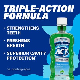 Act Anticavity Fluoride Mouthwash, Mint, Alcohol-Free, 18-Ounce Bottle (Pack of 2)