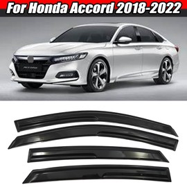 JAMESVAN Window Visor Rain Guards Shield for Honda Accord 2018-2023,4 PCS Mugen Style Window Visor Guard Window Wind deflectors for Honda Accord 2018-2023,Tape-on Outside-Mount