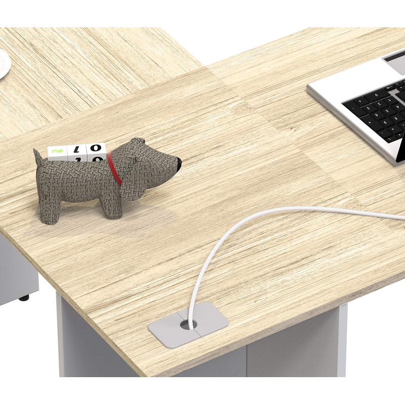 SHW L-Shaped Home Office Corner Desk Wood Top, Oak