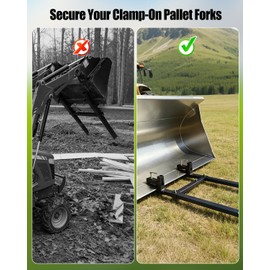 2 Pack Clamp On Pallet Forks Bolts for Loader Bucket, Heavy Duty Locking Bolts for Pallet Forks, Reinforced Lock Nut Fork Mount Hardware, Secure Clamp-On Fork Stabilizer for Tractor Skid Steer Loader