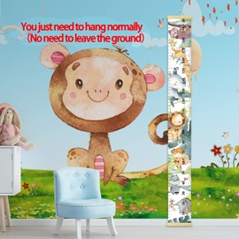 Growth Chart Kids, LSTAMOY Kids Height Chart Removable Height Measurement Chart with Hook for Boys Girls Growth Ruler Nursery Bedroom Wall Decor 7.9 x 79 inch (animal)