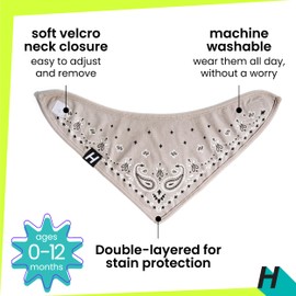 Hipsterkid Baby Bibs for Boys & Girls - 3-Pack of Baby Bandana Bibs for Infants & Toddlers - Cotton Drool Bibs - Baby Bibs for Drooling and Teething (Gowanus Colors: Grey, Green, Navy)