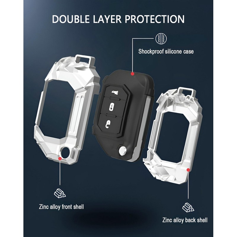 YONUFI Key Fob Cover for Jeep Key Case Full Protector