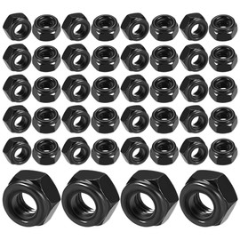 WeddHuis Pack of 50 Hex Nuts Self-Locking Nuts Stop Nut Lock Nuts Lock Nuts Screw Nut Metric Thread (M6) (Black)