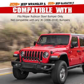 JOSENI Front Brush Guard, 5.8” Tall Steel Winch & Grille Guard, Compatible with 2018+ Jeep Wrangler JL, 2019+ Gladiator JT, Fits Factory Rubicon Steel Bumper, Replaces 82215351