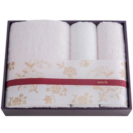 Imabari Towel Gift sara-la (Sarara) "Aya-irodori-" Bath Towel, 1 Bath Towel, 2 Face Towels, Pink/White, Made in Japan