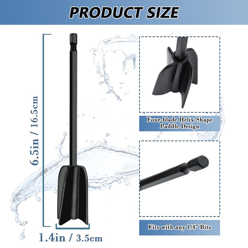 4Pcs Reusable Epoxy Mixer Attachment Durable Paint Epoxy Mixer Paddles