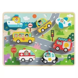 Tooky Toy Rompecabezas De Madera De Transportes Pieza Gruesa 8 Piezas