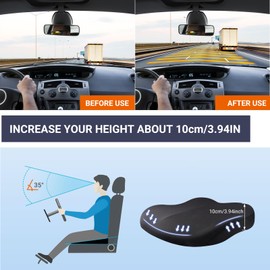 Putniu Adult Booster Car Seat Cushion, Wedge Memory Foam Pad for Driving Seat, Effectively Increase Height by 3.94 inch, Car Travel Accessories for Long Trips, (Black)