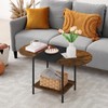 Small Round Coffee Table, 2-Tier Oval Center Table with Storage