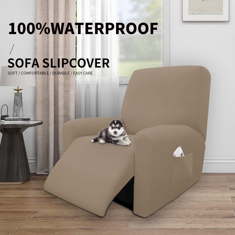 Easy-Going 4 Pieces 100% Dual Waterproof Recliner Cover Stretch Soft