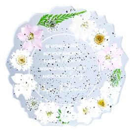 Bon Cube Retirement Gift for Woman and Retirement Party Decorations, Resin Plate Decor with Pressed Flowers - Happy Retirement Gift (Pink & White)
