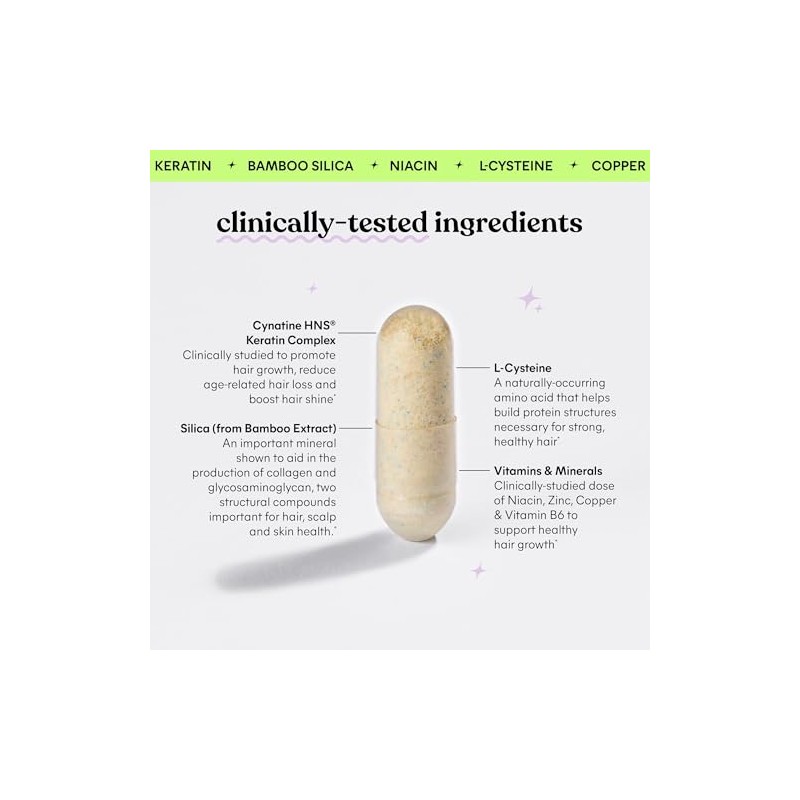 Lemme Suplemento Crecimiento Cabello Mujeres Complejo Queratina Clínicamente Probado Cuero