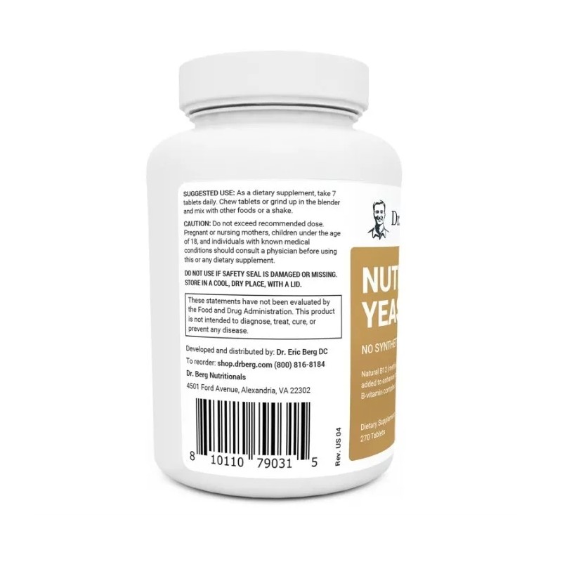 Dr. Berg's Nutritional Yeast Tablets, All 8 B Vitamin Complex,
