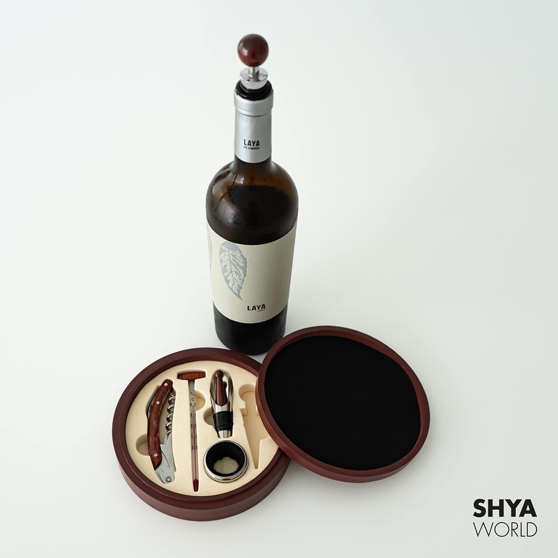 ShyaWorld Wine Accessories Gift Set Elegant Gift Case with Natural