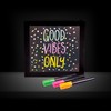 Neon Light Effect Message Frame. Includes 3 Coloured Pens, Pink,