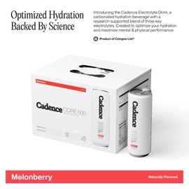 Cadence Electrolyte Drink Cans Melonberry - Case (355ml x 12) - US | Science-Backed Hydration | Zero Sugar, Zero Caffeine | Vegan, Keto & Paleo Friendly | Sodium, Potassium & Magnesium for Performance & Recovery