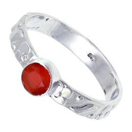 JEWELSTREZOROG Karneol Edelstein-Bandring für Herren und Damen,Geschenkartikel, 925er-Sterlingsilber Bandring handgefertigter Schmuck TSR121E_70 (22.3)