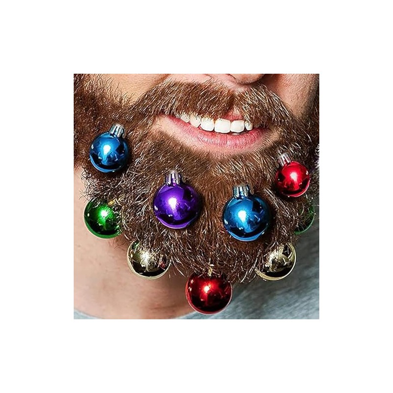 Widdle Gifts Novelty Christmas Beard Baubles Pack of 12 Assorted