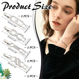 CRAFTYMELODY 8Pcs Fold Over Clasp 4 Style Brass Cubic Zirconia Extension Clasp Snap Lock Closure End Caps Watch Platinum Jewelry for Bracelet Necklace DIY Jewelry Making Findings Accessory