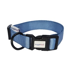 HugglePets Snappy Blue Small 20-30cm Dog Collar | Adjustable Weatherproof Collar with Accessory Ring | Woven Fabric Collar | Small Medium Large Dogs