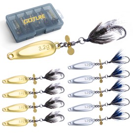 Goture Fishing Spoons, Wet Flies Fly Fishing Lures, Trout Lures Casting Spoons Freshwater, Rotation Spinner Blade, Fly Tying Hook, Salmon Pike Panfish Trout Spinner Bait with Tackle Box