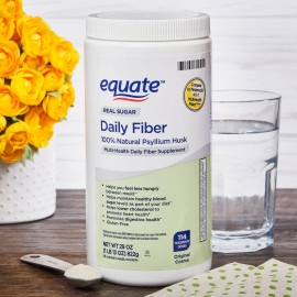 Equate Daily Fiber Supplement Powder 100% Natural Psyllium Husk 114 Doses, 29 oz