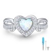 HOOHWE Heart Urn Rings for Ashes for Women 925 Sterling Silver Synthetic Opal Cremation Rings Urn Jewelry for Ashes of Loved Ones, Sterling Silver, Opal