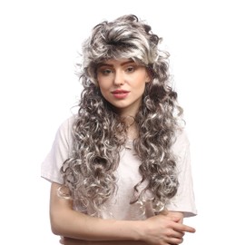 WIG ME UP - DH1562-P4TP613 Men's Women's Carnival Baroque Renaissance Noble Lord Prince King Brown Grey Long Curls 75 cm