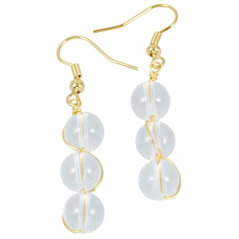 Nupuyai Stone Drop Earrings for Women, Wire Wrapped Triple Ball