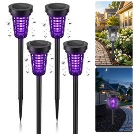 4Pack Solar Bug Zapper Outdoor Mosquito Repellent Patio,Waterproof Mosquito Trap Outdoor Used to Repel Gnat Small Flying Insect,Mosquito Zapper for Outside,Solar Fly Zapper for Garden Yard (Black)