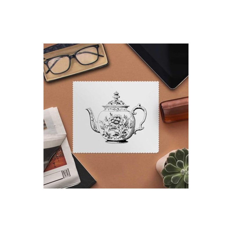 2 x 'Vintage Floral Teapot' Microfibre Lens/Glasses Cleaning Cloths (LC00031381)