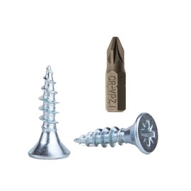 (Pack of 100) Zinc Plated Steel Wood Screws 2.5 x 16mm Pozi Head Screws Fasteners Countersunk Chipboard Screws (100)
