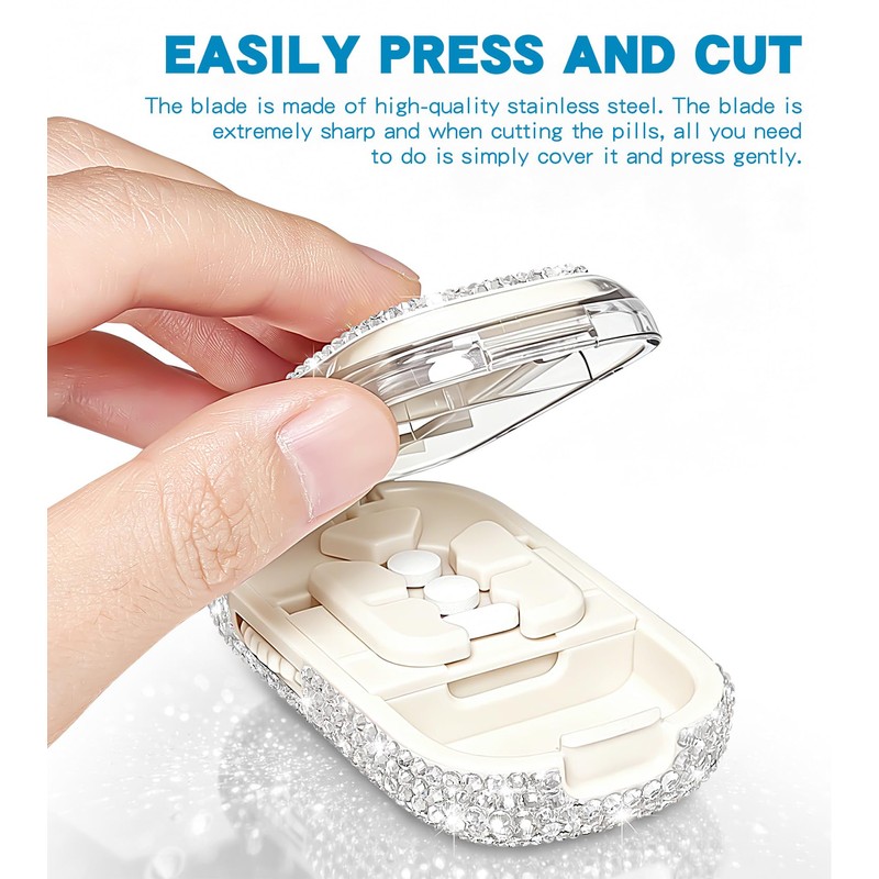 Rhinestone Bling Pill Cutter Splitter for Small and Tiny Pills