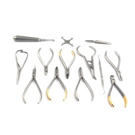 DDP Set of Orthodontic Instruments of 13 Pieces - Stainless Steel - with Boone Gauge