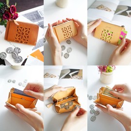 Genten Cut Work Coin Purse, Braun