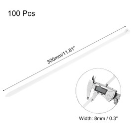sourcing map Cable Zip Ties 300mm x 8mm, 100 Pcs Metal Tooth Self-Locking Wire Ties for Cord Management Indoor Outdoor, Tensile Strength 100 lbs, White