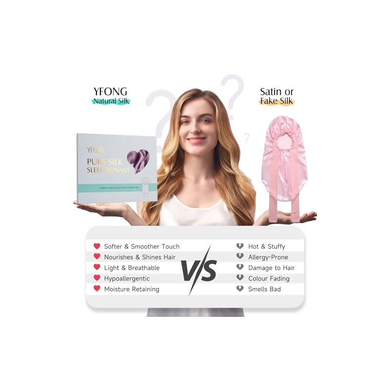 YFONG 22 Momme - Gorro de seda 100% morera para