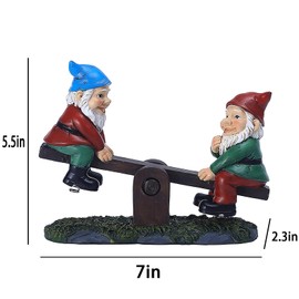 KEONSEN Large 7 in Funny Seesaw Gnome Garden Decor, Creative Garden Gnomes Outdoor Patio Decor, Resin Statues Gift, Yard Decorations Outdoor Decorations Patio and Yard Lawn Porch Decor (Seesaw Gnome)