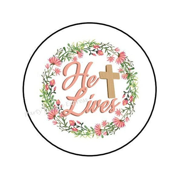 1.5" Inch He Lives Wreath Easter Stickers - He Lives